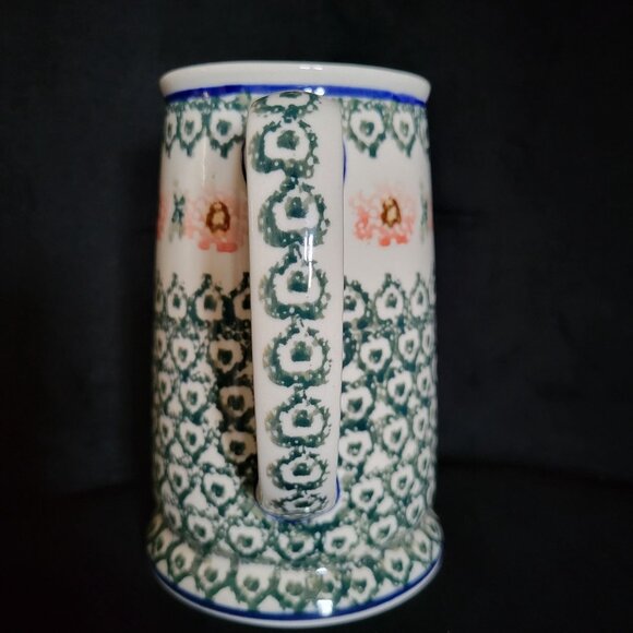 Ceramika Artystyczna Polish Pottery Beer Mug, Rose Pattern - Picture 4 of 8